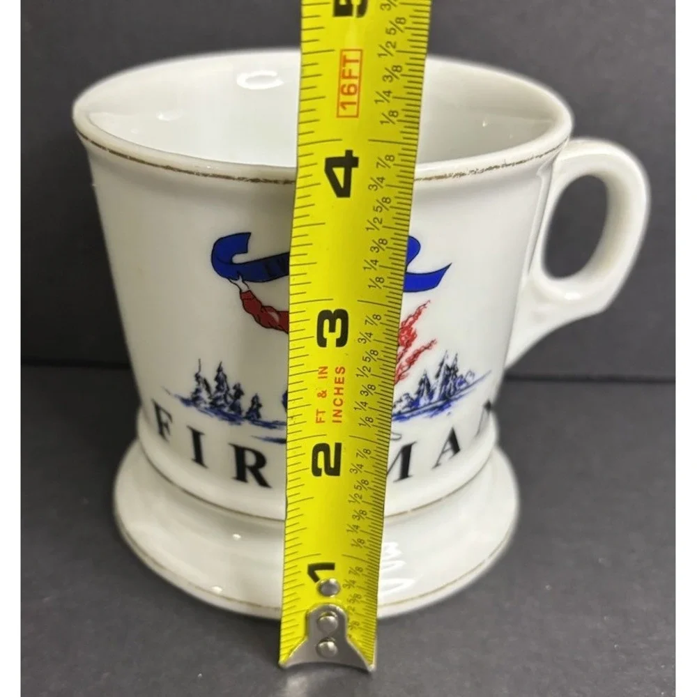 Fireman Occupational Shaving Mug White Gold Trim Vintage Ever Alert